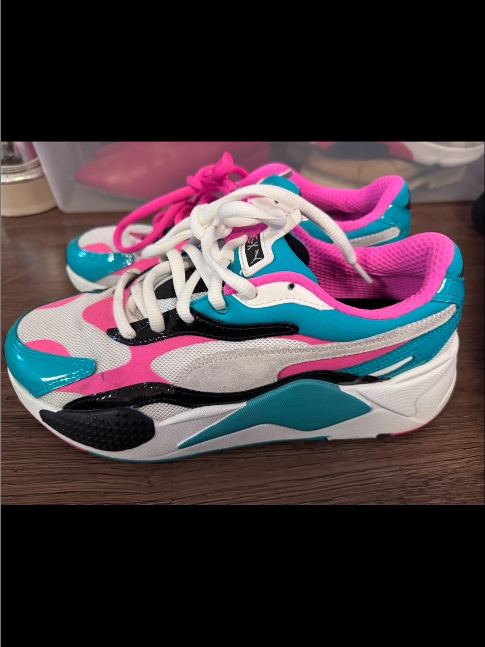 Puma White Pink & Teal Running Sneakers